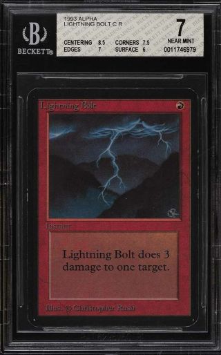 1993 Magic The Gathering Mtg Alpha Lightning Bolt C R Bgs 7 Nrmt (pwcc)