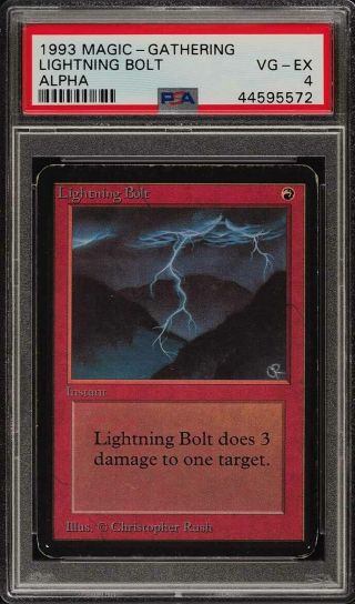 1993 Magic The Gathering Mtg Alpha Lightning Bolt C R Psa 4 Vgex (pwcc)