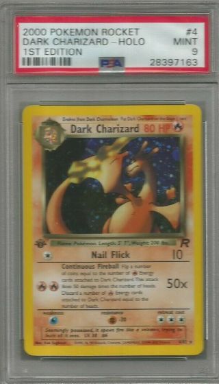2000 Pokemon Card Rocket 1st Edition Dark Charizard - Holo 4 Psa 9