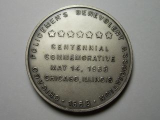 1968 Police Monument Haymarket Riot Centennial Chicago PBA Policeman ' s Medal 2
