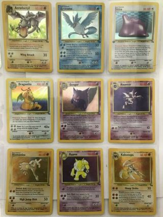 Wotc Complete Unlimited Pokemon Fossil Set 62/62 With Holo Foils