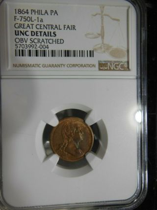 1864 Great Central Fair - Phila,  Pa Cwt - Pa - 750l - 1a - Ngc