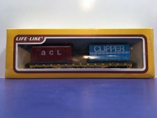 Ho Scale 50 Foot " Trailer Train " Mttx 97566 Flat Car W /acl & Clipper Containers