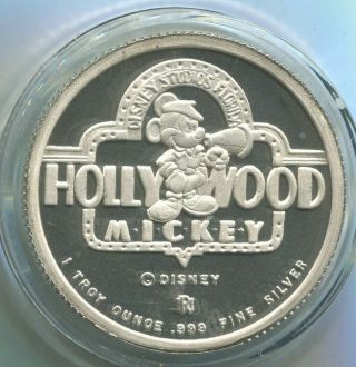 One Oz.  999 Silver Disney Mickey Mouse Hollywood 1989 (Cntl 11 - 19) 3