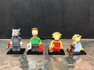Lego Simpsons Minifigure Series 1 Lisa Maggie Ned Flanders Scratchy (complete)