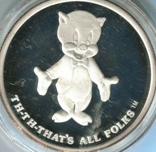 One Oz.  999 Silver Disney Porky Pig Hollywood Coin (cntl 11 - 19)