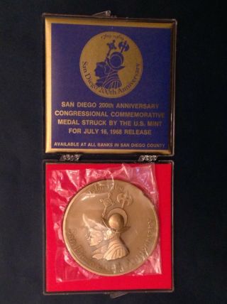 3 " San Diego 200th Anniversary 1769 - 1969 Bronze Medal Struck By U.  S.