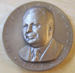 Michael V.  Disalle 1962 Former Governor Of Ohio Large Bronze Medal,  2 - 11/16 O.  D