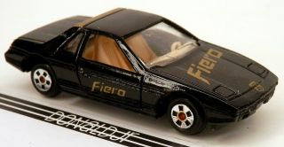 Vintage 1980s Pontiac Fiero Black W/gold Tampo 1/64 Scale Diecast Hong Kong