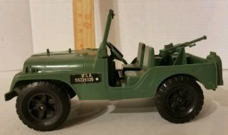 Vintage Processed Plastic U.  S.  Toy Army Jeep 739 Green Made In Usa W Gun Turret