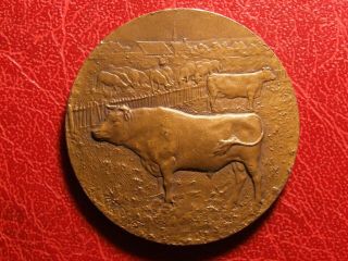 Art Nouveau Agriculture Cow Competition Medal By Adolphe Rivet