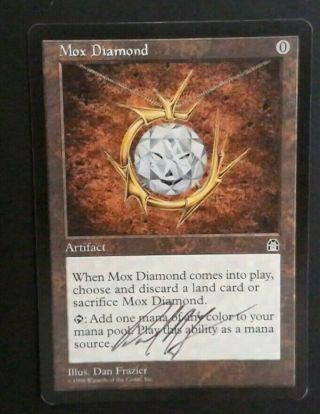 Mtg Mox Diamond Stronghold Common Signed By Artist Dan Frazier Lp