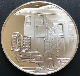 1977 Sterling Silver Medal Honoring Centenary Sao Paulo,  Rio De Janeiro Railroad
