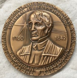 William Ellery Channing Hall Of Fame For Great Americans Medal,  1968 By A.  Wein