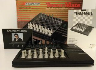 Team - Mate Kasparov Saitek Table Top Chess Computer Electronic Complete &