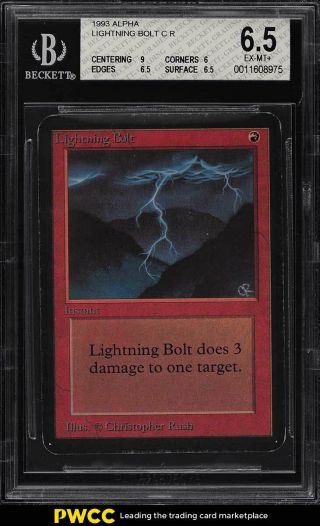 1993 Magic The Gathering Mtg Alpha Lightning Bolt C R Bgs 6.  5 Exmt,  (pwcc)