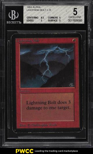 1993 Magic The Gathering Mtg Alpha Lightning Bolt C R Bgs 5 Ex (pwcc)