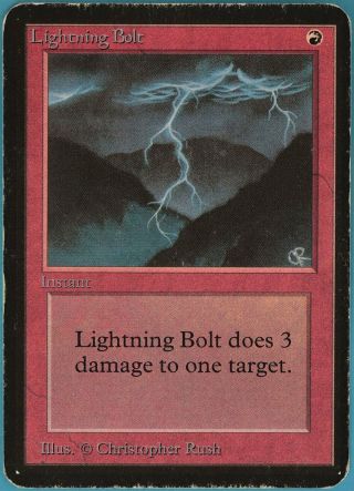 Lightning Bolt Alpha Heavily Pld Red Common Magic Mtg Card (id 84978) Abugames