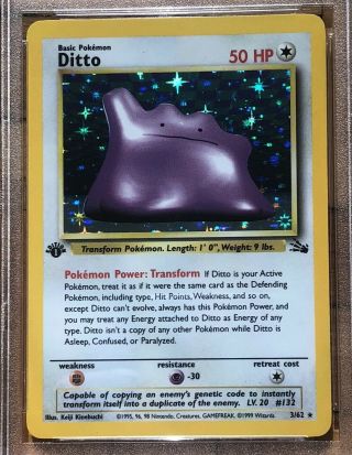 Pokemon Card - PSA 10 GEM 1st Edition Holo Ditto Fossil 1999 2