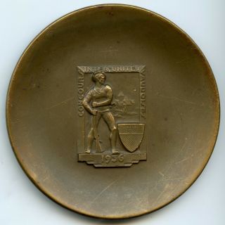 Switzerland 1936 Bronze Medal By Huguenin Shooting Inter - Unit Competition 79mm