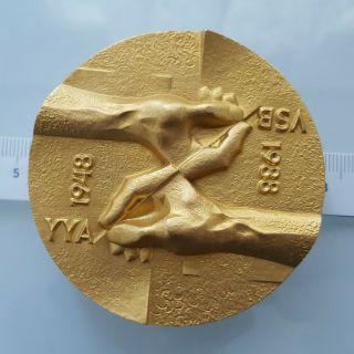 Finland Paavilainen 1988 Gold Plated Bronze Art Medal " Yya 1948 - 1988 " 70 Mm,  352