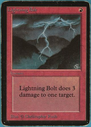 Lightning Bolt Alpha Heavily Pld Red Common Magic Mtg Card (id 84977) Abugames