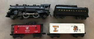 Lionel O Gauge Pennsylvania 8632 Die - Cast Steam Engine Train W/ Caboose And Car