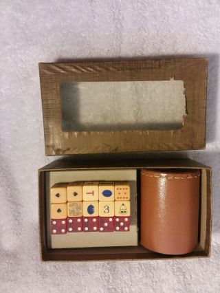 Vintage Poker Dice Game Set With Bakelite Dice - A &l Manufacturing Co. ,