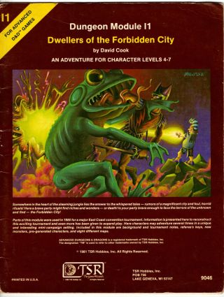 Tsr Dungeon Module I1: Dwellers Of The Forbidden City 9046 Complete