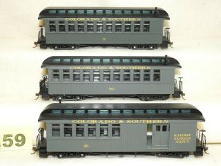 Set Of Three On30 Colorado And Southern Narrow Gauge Passenger Cars