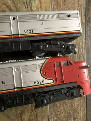 Lionel 6 - 8020 & 6 - 8021 Santa Fe Diesel Locomotive And Dummy 1970 - 76 Not