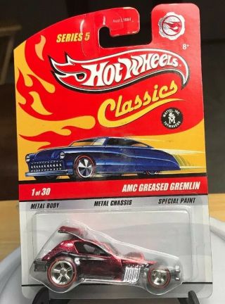 Hot Wheels Classics Series 5 Amc Greased Gremlin Red Real Riders 1/64 On Card