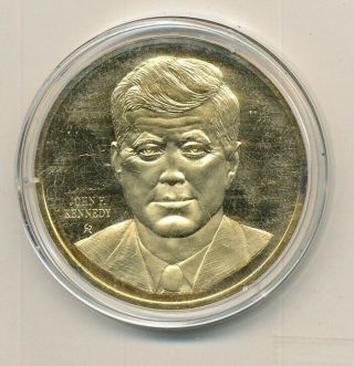 1.  42 oz.  Sterling Silver Proof/ 24K Gold Layered John F.  Kennedy Medal 2