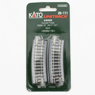 Curved Track R282 - 15 4 Piece Kato N Scale Unitrack Track 20 - 111