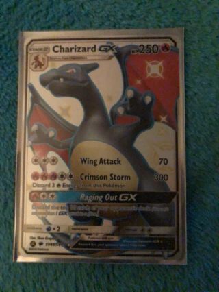 Pokemon Shining Charizard Gx Sv49 Holographic Card Hidden Fates Rare Psa 10