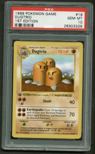 1999 Pokemon 1st First Edition Base Dugtrio Psa 10 Gem 19