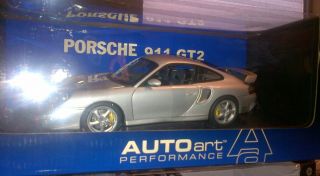 PORSCHE 911 (996) TURBO COUPE GT2 SILVER BY AUTOart 1:18 VERY RARE DISCONTINUED 3