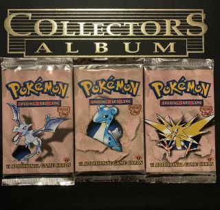 Full Art Set (3 Packs) Pokemon Fossil 1st Edition Booster Pack Unweighed