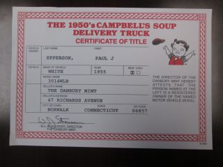 Danbury Paperwork 1950 ' s Campbell ' s Soup Delivery Truck 2