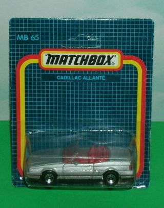 1/64 Scale 1987 Cadillac Allante Roadster Diecast Car - Matchbox Mb65 Silver