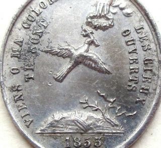 Saint Columba & The Dove Flying To Heaven - Rare 1853 Antique Medal Pendant