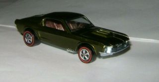1968 Hot Wheels Redline Metallic Olive Custom Mustang W/brown Int C9 Made Usa