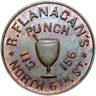1857 - 1858 Philadelphia Pennsylvania Merchant Token Flanagan 