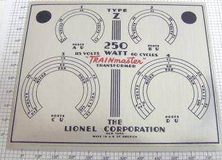 Lionel Z - 9x Z 250 Watt Transfomer Nameplate Sticker