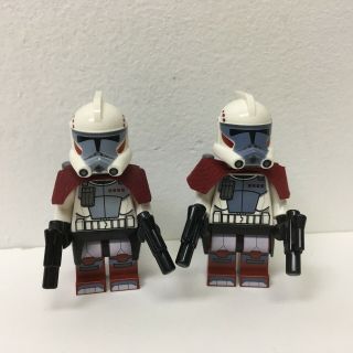 Lego Star Wars Minifigure Arc Clone Trooper X2 With Blasters Pistols Cape 9488