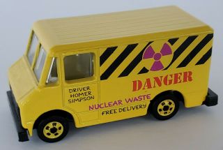 Hot Wheels The Simpsons Homer ' s Nuclear Waste Van 1986 Yellow Hubcaps 2