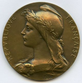 France Bronze Medal By Roty Marianne Leon Meyer 50mm 48gr