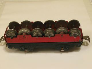Marx O - Gauge Train Red And Black Frame 4 - Wheel Tin Wheel Car
