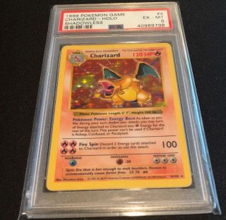 Charizard Shadowless Holo Psa 6 1999 Base Set Pokemon Card 4/102