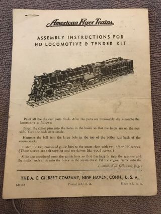 American Flyer M1992 Instructions For Ho Locomotive & Gondola Tank Kit
